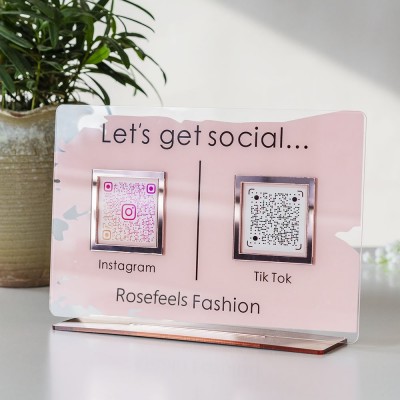 Personalized Instagram Facebook Tiktok Multi Social QR Code Sign For Pup Up Shop