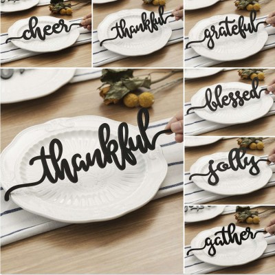 Set of 7 Thanksgiving Place Cards For Dining Table Decor Personalized Words Sign