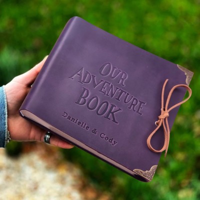 Our Adventure Book Personalized Leather Photo Album For Valentine's Day Anniversary Gift Ideas