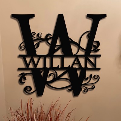 Personalized Family Name Metal Sign Monogram Home Wall Decor