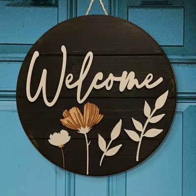 Wooden Hello Summer Door Hanger Farmhouse Decor Entry Way Wall Welcome Sign