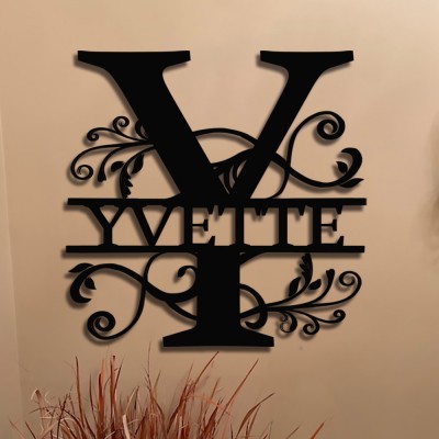 Personalized Family Name Metal Sign Monogram Home Wall Decor