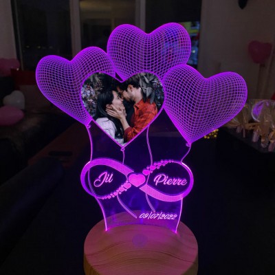 Personalised 3D Illusion Night Photo Light Romantic Home Decor Valentine's Day Gift Ideas