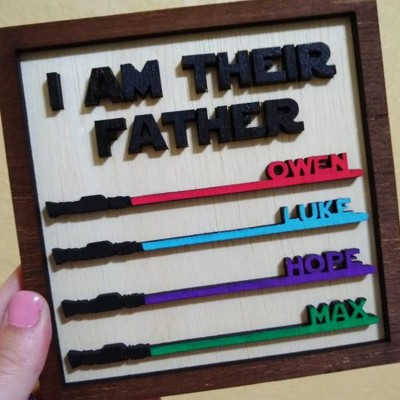 I Am Their Father Sign Personalized Kids Name Frame For Dad Father's Day